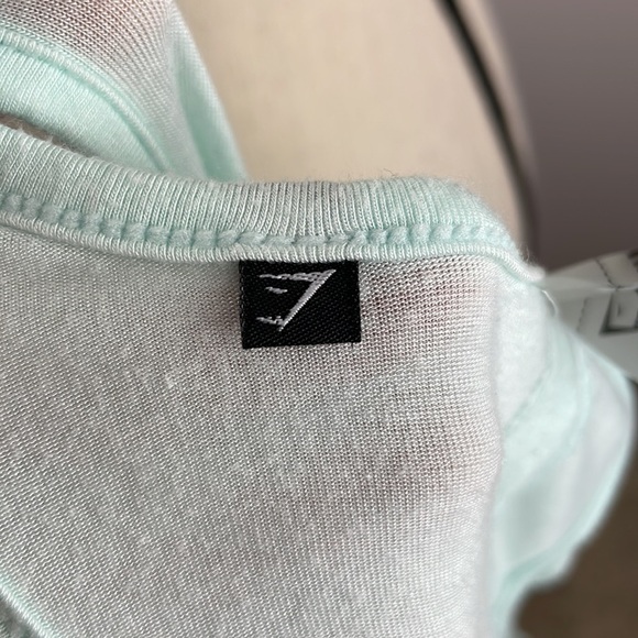 Gymshark Tank Top SZ S Light Blue Embroidered Flowers on Front Stretchy Soft - Picture 9 of 10